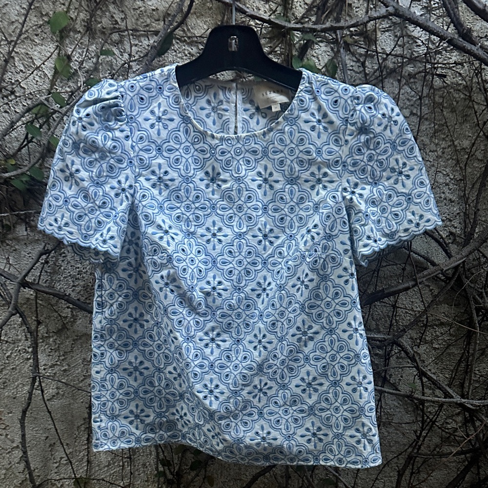 Sezane Blue Floral Patterned Women's Top - Picture 2 of 6